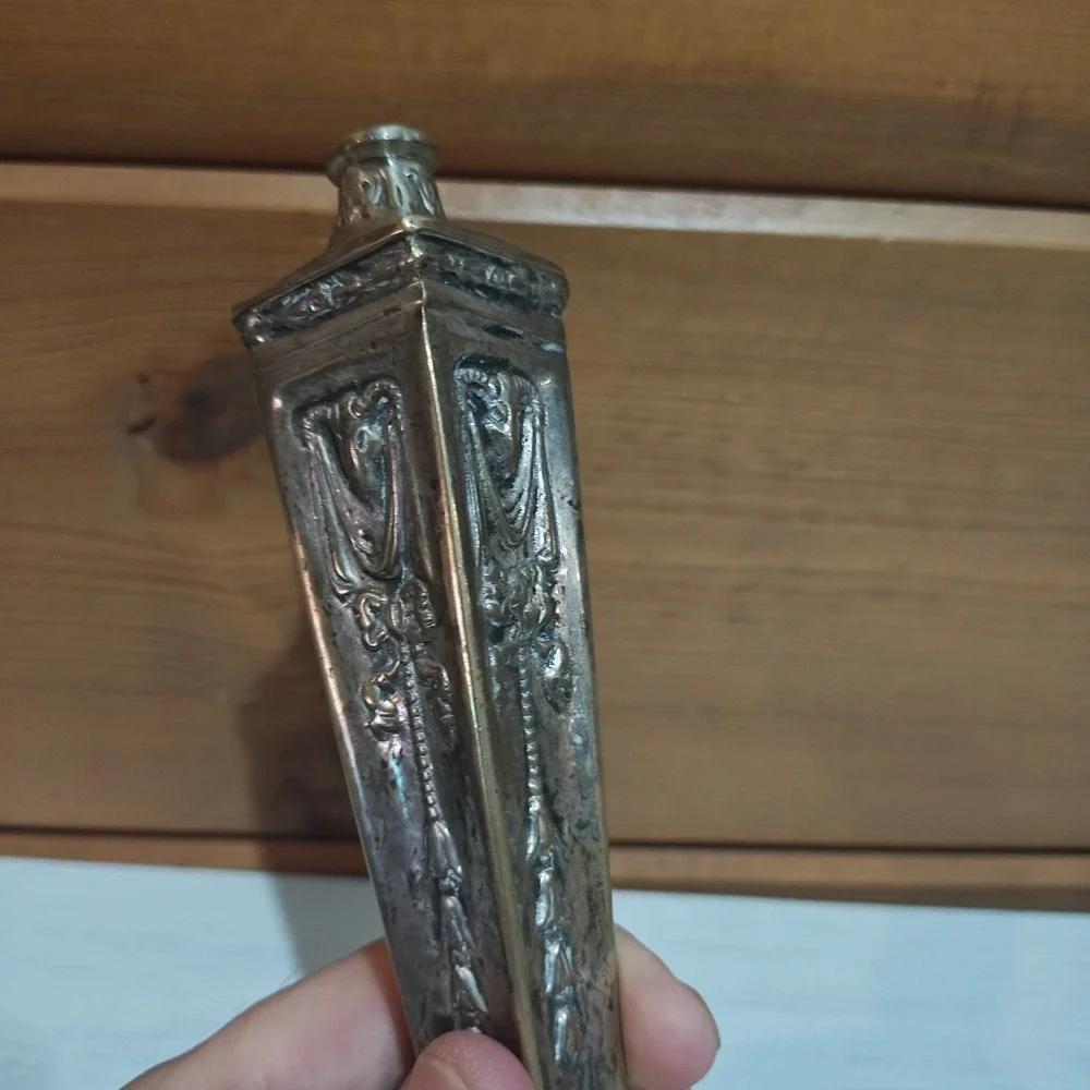 Antique Candlestick Base Filled Silver/Brass Candle Holder Eng 19th Baphomet ZB4